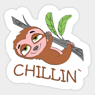 Funny Cute Chillin` Sloth Sticker